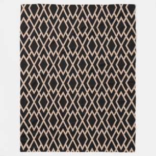 Svart och tan Retro Geometric Mönster Fleecefilt