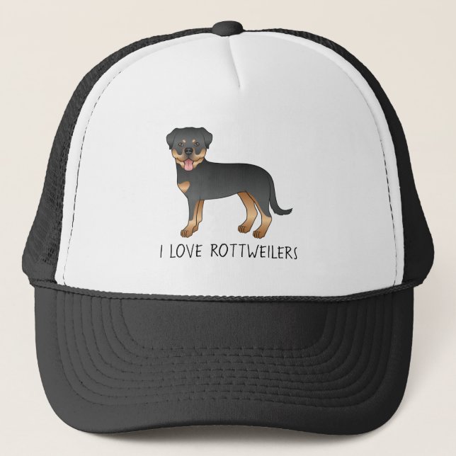 Svart Och Tan Rottweiler - Jag älskar Rottweilers Keps (Framsida)