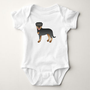 Svart Och Tan Rottweiler Söt Tecknad Hund T Shirt