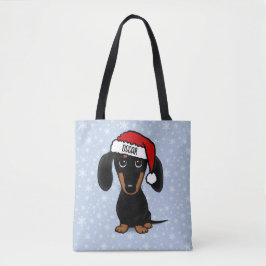Svart och Tan Santa Dachshund Cute Hund jul Tygkasse