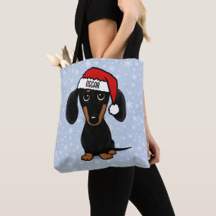 Svart och Tan Santa Dachshund Cute Hund jul Tygkasse