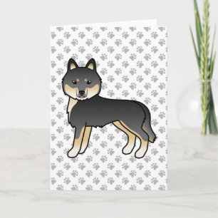 Svart Och Tan Sibirisk Husky Söt Tecknad Hund Kort