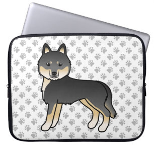 Svart Och Tan Sibirisk Husky Söt Tecknad Hund Laptop Fodral