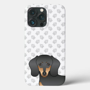 Svart och Tan Slät Päls Dachshund Hundhuvud