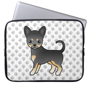 Svart Och Tan Smooth Coat Chihuahua Hund & Tassar Laptop Fodral