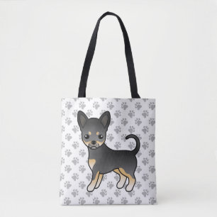 Svart Och Tan Smooth Coat Chihuahua Hund & Tassar Tygkasse