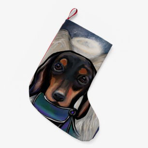 Svart och Tan-Takshund Liten Julstrumpa