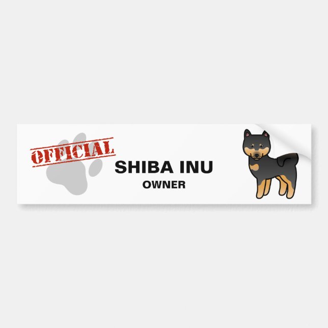 Svart och Tan Tecknad Shiba Inu Bildekal (Framsidan)