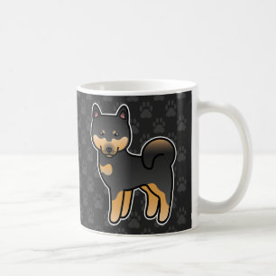 Svart och Tan Tecknad Shiba Inu Kaffemugg