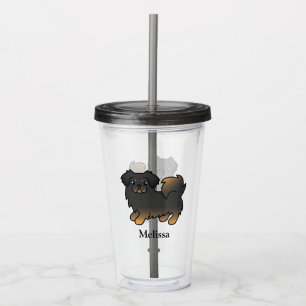 Svart Och Tan Tibetansk Spaniel Söt Hund & Namn Take Away Mugg