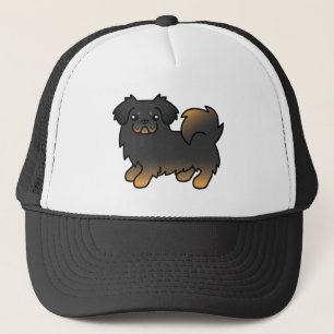 Svart och Tan Tibetansk Spaniel Söt Tecknad Hund Keps