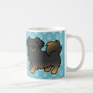 Svart Och Tan Tibetansk Spaniel Tecknad Hund Kaffemugg