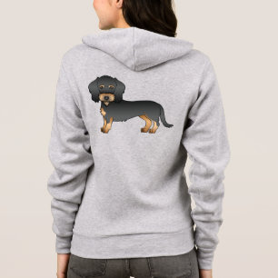 Svart och Tan Tråd-Hårig Dackel Tecknad Hund T Shirt