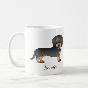 Svart Och Tan Trådhårig Dachshund Hund Med Namn Kaffemugg
