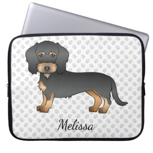 Svart Och Tan Trådhårig Dachshund Hund Med Namn Laptop Fodral