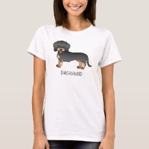 Svart Och Tan Trådhårig Dachshund Hund Med Text T Shirt