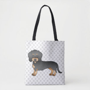 Svart och Tan Trådhårig Dachshund Hund & Tassar Tygkasse