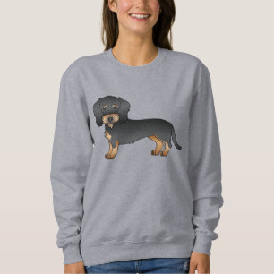 Svart och Tan Trådhårig Dachshund Tecknad Hund T Shirt