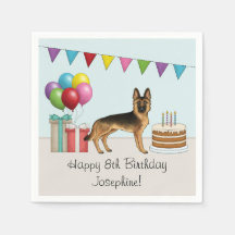 Svart Och Tan Tysk Schäferhund Färgglad Födelsedag