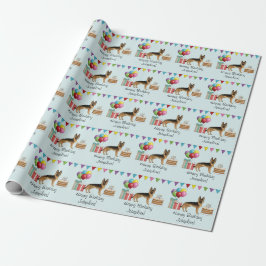 Svart Och Tan Tysk Schäferhund Färgglad Födelsedag Presentpapper