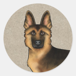 Svart och Tan Tysk Schäferhund Hund Framifrån på B Runt Klistermärke