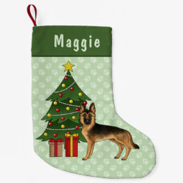 Svart Och Tan Tysk Schäferhund Julgran Liten Julstrumpa