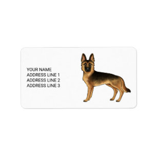 Svart Och Tan Tysk Schäferhund Med Anpassad Text Adressetikett