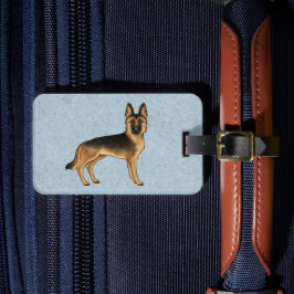 Svart Och Tan Tysk Schäferhund Med Anpassad Text Bagagebricka
