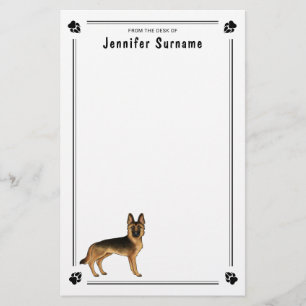Svart Och Tan Tysk Schäferhund Med Anpassad Text Brevpapper