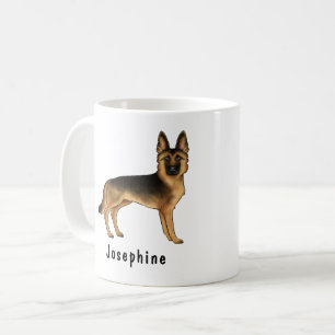 Svart och Tan tysk schäferhund med anpassat namn Kaffemugg