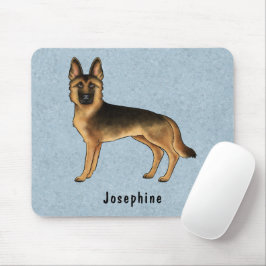 Svart och Tan tysk schäferhund och anpassat namn B Musmatta