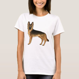 Svart och Tan tysk schäferhund söt tecknad hund T Shirt