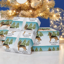Svart Och Tan Tysk Schäferhund Vinter Skog Presentpapper