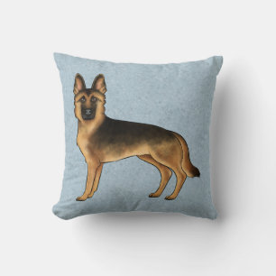 Svart och Tan Tysk Shepherd Serietecknad Hund På B Kudde