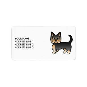 Svart Och Tan Yorkshire Terrier Hund & Anpassad Te Adressetikett