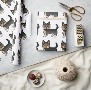 Svart Och Tan Yorkshire Terrier Söt Hund Mönster Presentpapper