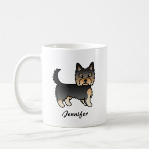 Svart Och Tan Yorkshire Terrier Tecknad Hund & Nam Kaffemugg