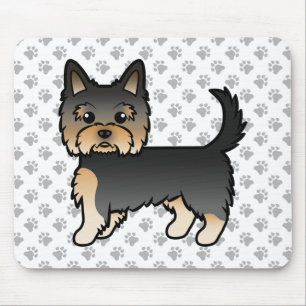 Svart Och Tan Yorkshire Terrier Tecknad Hund & Tas Musmatta