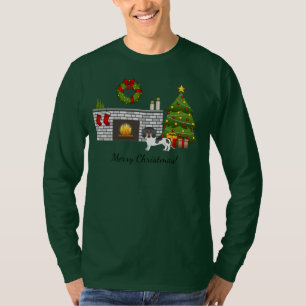 Svart Och Tanbrokig Korthårig Dachshund Jul T Shirt