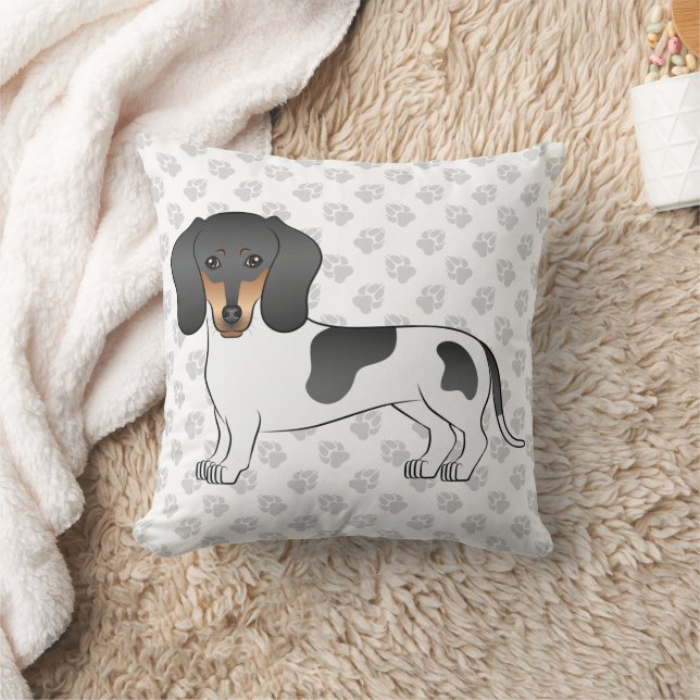 Svart Och Tanbrokig Korthårig Dachshund & Tassar Kudde (Filt)