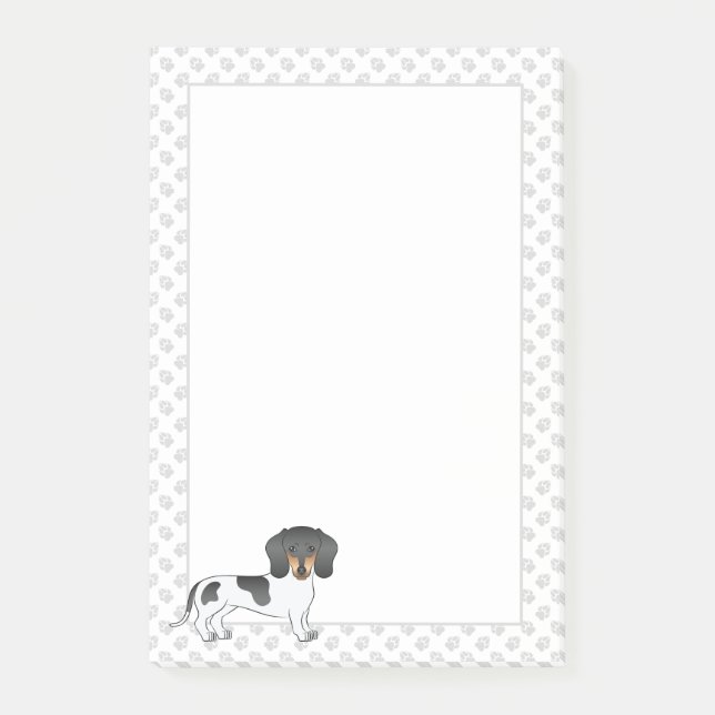Svart Och Tanbrokig Korthårig Dachshund & Tassar Post-it Block (Framsida)