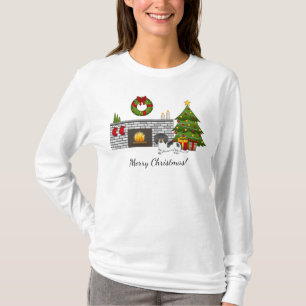 Svart Och Tanbrokig Långhårig Dachshund Julrum T Shirt