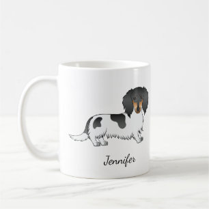 Svart Och Tanbrokig Långhårig Dachshund & Namn Kaffemugg