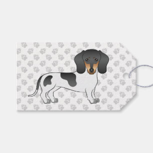 Svart Och Tanbrokig Slät Hår Dachshund Söt Hund Presentetikett