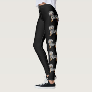 Svart Och Tanfläckig Korthårig Dachshund Hundar Leggings