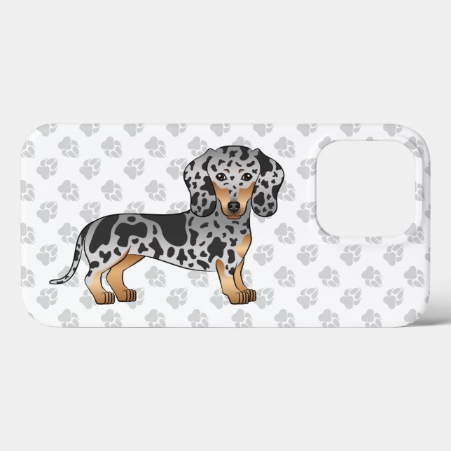 Svart Och Tanfläckig Korthårig Dachshund & Tassar (Baksida (horisontell))