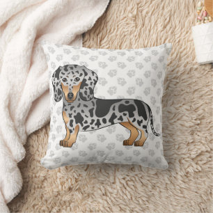 Svart Och Tanfläckig Korthårig Dachshund & Tassar Kudde