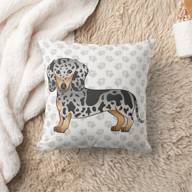 Svart Och Tanfläckig Korthårig Dachshund & Tassar Kudde (Filt)