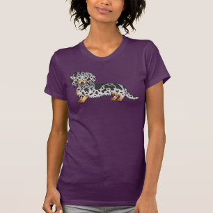 Svart Och Tanfläckig Söt Långhårig Dachshund Hund T Shirt