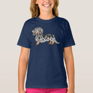 Svart Och Tanfläckig Söt Långhårig Dachshund Hund T Shirt